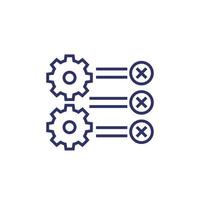 errors in process line icon with gears vector