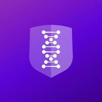 dna and shield, genetics logo vector