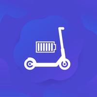 electric kick scooter with full battery vector icon for web