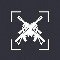 Sniper rifle icon, sign with crossed guns