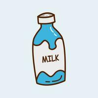 Cow milk bottle doodle vector illustration