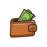 Vector illustration of a wallet filled with money