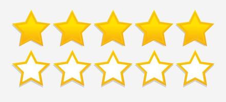 Five-star customer product rating review vector flat icon for app and website