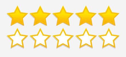 Five-star customer product rating review vector flat icon for app and website