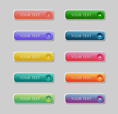 Set of gradient modern buttons for website and ui. Vector icon.