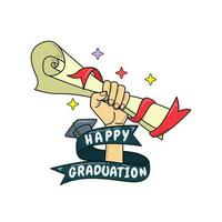 Vector doodle hand holding graduation letter