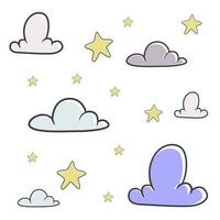 Good night background wallpaper, clouds and stars vector icon