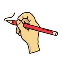 mano de garabato vectorial sosteniendo un lápiz para escribir vector