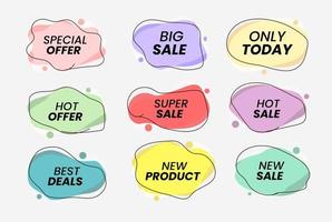 Sale tag label, online shopping web banners. Sales emblem with colorful abstract shape vector