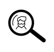 Search man flat people icon. Single high quality outline symbol of magnifying glass for web or mobile app. line signs of glass for design logo, visit card vector