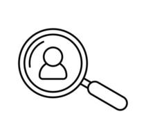 Search people flat icon. Single high quality outline symbol of magnifying glass for web or mobile app. line signs of glass for design logo, visit card vector