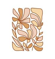 vector 70s arte ingenuo flor groovy hippie divertida paleta boho en forma rectangular 60s. ideal para tela, álbum de recortes de papel de regalo, paquete, tarjeta de afiche