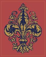 Fleurdelis vintage vector engraving. French symbol of royalty.