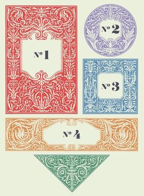 Vintage ornamental frame design set, Victorian ornate acanthus border.