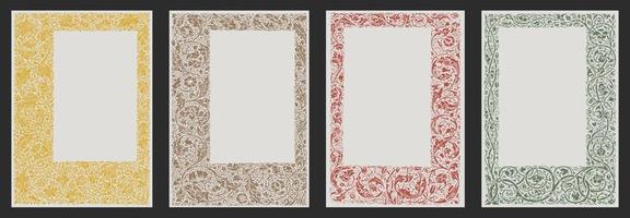 Vintage floral frame by William Morris, 19th century. Design elements for use on menus, brochures, book covers, wine and alcohol labels and invitations. vector