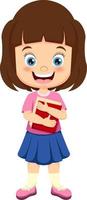 Cartoon little girl holding a book vector