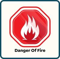 Vector flat fire icon in red shape. No fire sign isolated on cream background