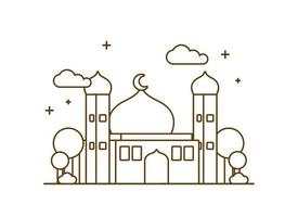 mosque line art design modern style vector