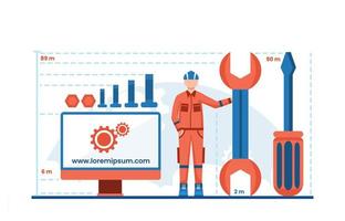 Mechanical engineering character flat illustration vector