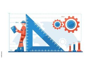 Mechanical engineering character flat illustration vector