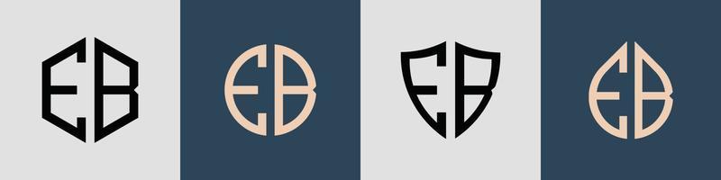 Paquete de diseños de logotipos eb con letras iniciales sencillas y creativas. vector