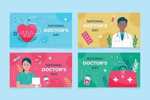 colección de tarjetas del día nacional del médico vector