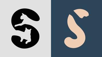 Initial Letters S Cat Logo Designs Bundle. vector