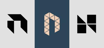 Initial Square Monogram N Logo Designs Bundle. vector