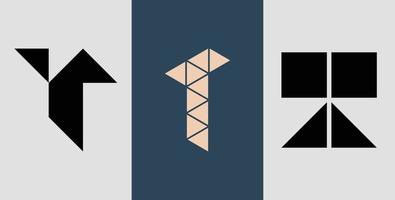 Initial Square Monogram T Logo Designs Bundle.