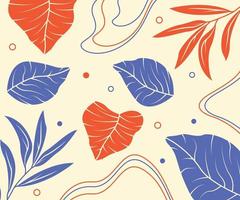 minimalist leaf background design with various kinds vector