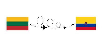 vuelo y viaje de lituania a colombia por concepto de viaje en avión de pasajeros vector