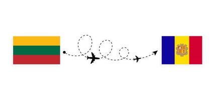 vuelo y viaje de lituania a andorra por concepto de viaje en avión de pasajeros vector