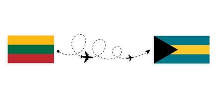 vuelo y viaje desde lituania a bahamas por concepto de viaje en avión de pasajeros vector