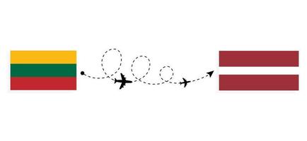 vuelo y viaje de lituania a letonia por concepto de viaje en avión de pasajeros vector