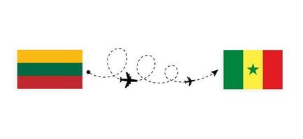 vuelo y viaje de lituania a senegal por concepto de viaje en avión de pasajeros vector