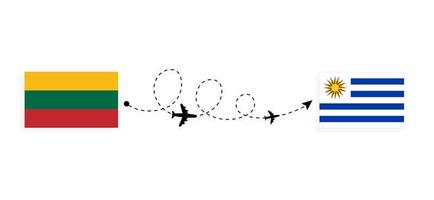 vuelo y viaje de lituania a uruguay por concepto de viaje en avión de pasajeros vector