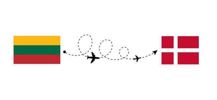 vuelo y viaje de lituania a dinamarca por concepto de viaje en avión de pasajeros vector