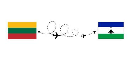 vuelo y viaje de lituania a lesotho por concepto de viaje en avión de pasajeros vector