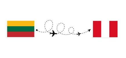 vuelo y viaje de lituania a perú por concepto de viaje en avión de pasajeros vector