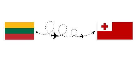 vuelo y viaje de lituania a tonga por concepto de viaje en avión de pasajeros vector