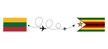 vuelo y viaje de lituania a zimbabue por concepto de viaje en avión de pasajeros vector