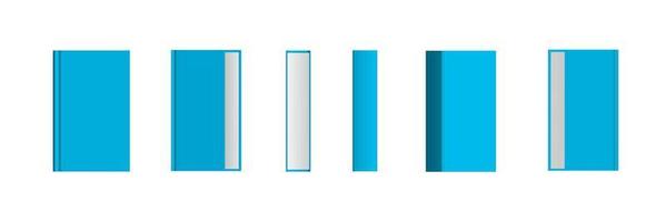 Set of closed blue books in different positions for bookstore vector
