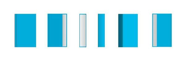 Set of closed blue books in different positions for bookstore vector