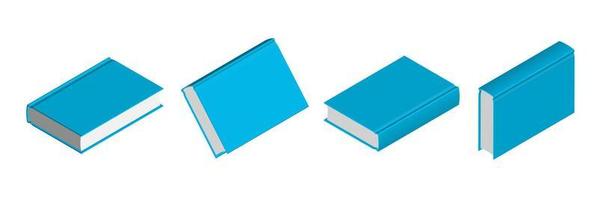 Set of closed blue books in different positions for bookstore vector