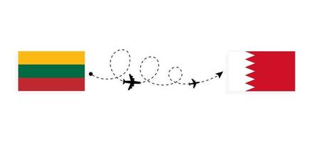 vuelo y viaje desde lituania a bahrein por concepto de viaje en avión de pasajeros vector