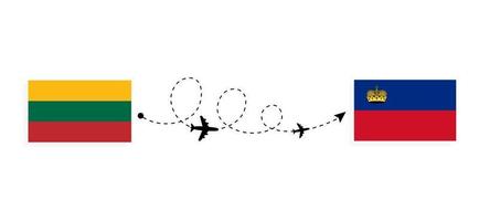 Flight and travel from Lithuania to Liechtenstein by passenger airplane Travel concept vector