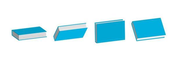 Set of closed blue books in different positions for bookstore vector