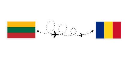 vuelo y viaje de lituania a rumania por concepto de viaje en avión de pasajeros vector