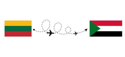 vuelo y viaje de lituania a sudán por concepto de viaje en avión de pasajeros vector