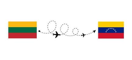 vuelo y viaje de lituania a venezuela por concepto de viaje en avión de pasajeros vector